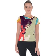 Abstract Colorful Pattern Short Sleeve Sports Top 