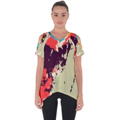 Abstract Colorful Pattern Cut Out Side Drop Tee by AlphaOmega