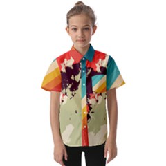 Abstract Colorful Pattern Kids  Short Sleeve Shirt by AlphaOmega