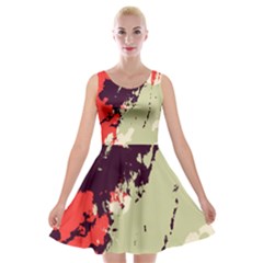 Abstract Colorful Pattern Velvet Skater Dress