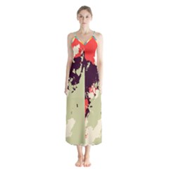 Abstract Colorful Pattern Button Up Chiffon Maxi Dress by AlphaOmega