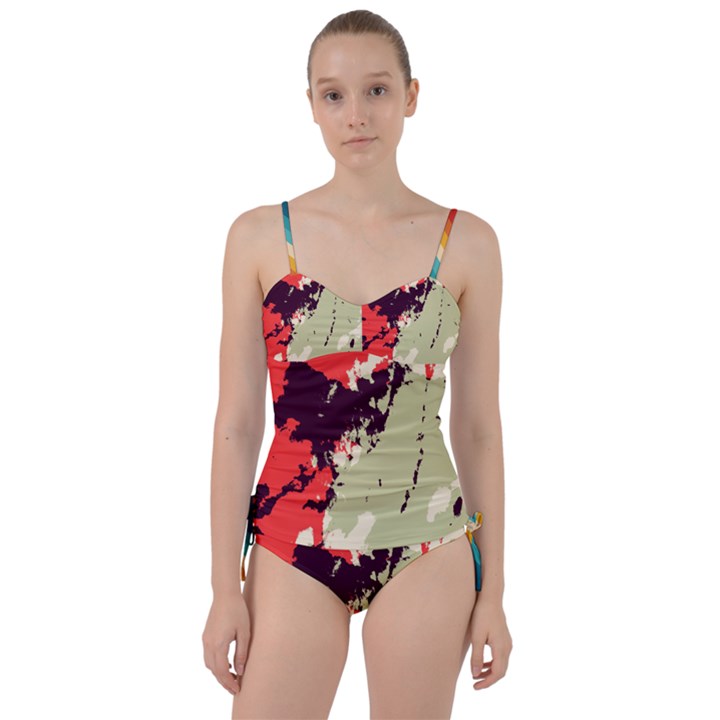 Abstract Colorful Pattern Sweetheart Tankini Set