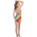 Abstract Colorful Pattern Halter Front Plunge Swimsuit View2