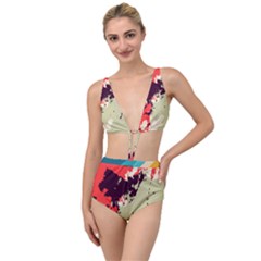 Abstract Colorful Pattern Tied Up Two Piece Swimsuit