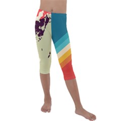 Abstract Colorful Pattern Kids  Lightweight Velour Capri Leggings  by AlphaOmega