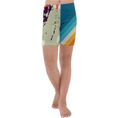 Abstract Colorful Pattern Kids  Lightweight Velour Capri Yoga Leggings by AlphaOmega