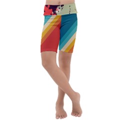 Abstract Colorful Pattern Kids  Lightweight Velour Cropped Yoga Leggings by AlphaOmega