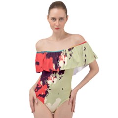 Abstract Colorful Pattern Off Shoulder Velour Bodysuit  by AlphaOmega