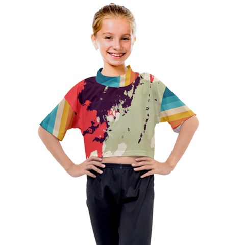 Abstract Colorful Pattern Kids Mock Neck Tee by AlphaOmega