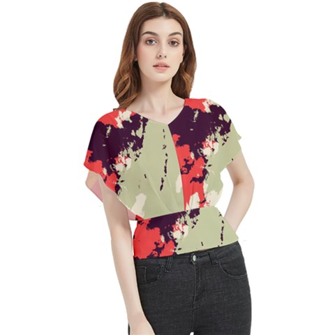 Abstract Colorful Pattern Butterfly Chiffon Blouse by AlphaOmega