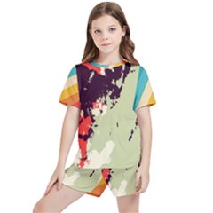 Abstract Colorful Pattern Kids  Tee And Sports Shorts Set by AlphaOmega