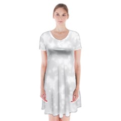 Rose White Short Sleeve V-neck Flare Dress