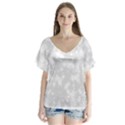 Rose White V-Neck Flutter Sleeve Top View1