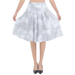 Rose White Flared Midi Skirt