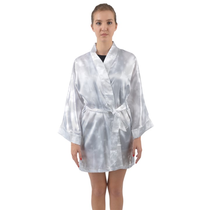 Rose White Long Sleeve Satin Kimono