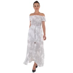 Rose White Off Shoulder Open Front Chiffon Dress