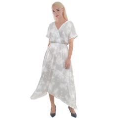 Rose White Cross Front Sharkbite Hem Maxi Dress