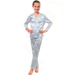 Rose White Kid s Satin Long Sleeve Pajamas Set