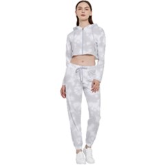 Rose White Cropped Zip Up Lounge Set