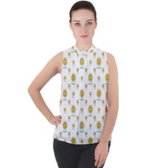 Uruguay Symbol Motif Pattern Mock Neck Chiffon Sleeveless Top by dflcprintsclothing