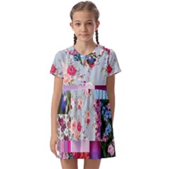 Pink Purple Aesthetic Kids  Asymmetric Collar Dress