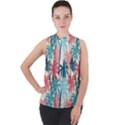 tropical love Mock Neck Chiffon Sleeveless Top View1