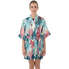 Tropical Love Half Sleeve Satin Kimono  by designsbymallika