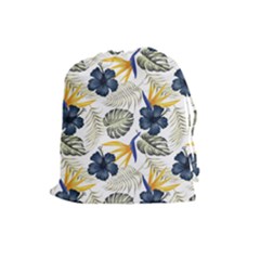 Tropical Blue Love Drawstring Pouch (large) by designsbymallika