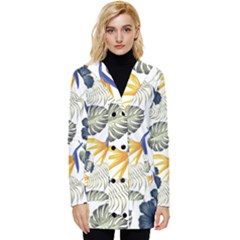 Tropical Blue Love Button Up Hooded Coat 