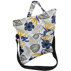 Tropical Blue Love Fold Over Handle Tote Bag by designsbymallika