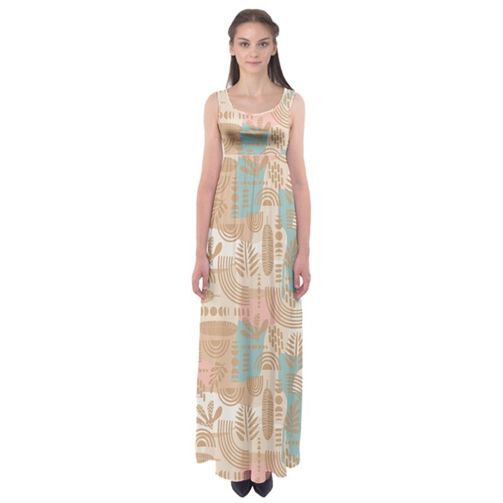 Off White Minimal Art Empire Waist Maxi Dress