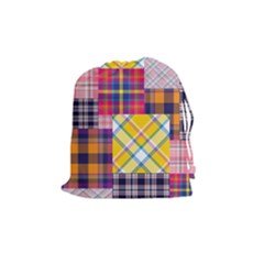 Checks Pattern Drawstring Pouch (medium) by designsbymallika