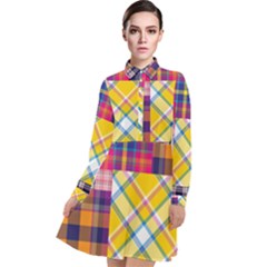 Checks Pattern Long Sleeve Chiffon Shirt Dress by designsbymallika