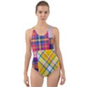 Checks Pattern Cut-Out Back One Piece Swimsuit View1