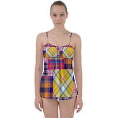 Checks Pattern Babydoll Tankini Set