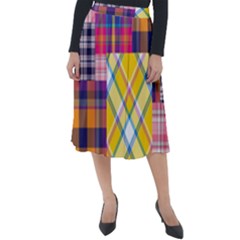 Checks Pattern Classic Velour Midi Skirt  by designsbymallika