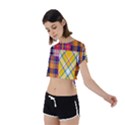 Checks Pattern Tie Back Short Sleeve Crop Tee View2