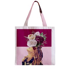 Flower Girl Zipper Grocery Tote Bag by designsbymallika