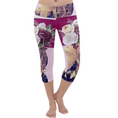 Flower Girl Capri Yoga Leggings by designsbymallika