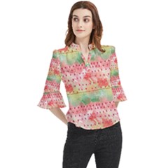 Colorful Paints Loose Horn Sleeve Chiffon Blouse