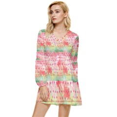 Colorful Paints Tiered Long Sleeve Mini Dress