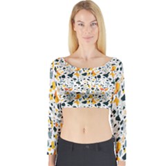 Abstract Seamless Pattern Long Sleeve Crop Top by designsbymallika