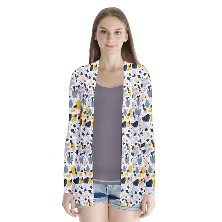 Abstract Seamless Pattern Drape Collar Cardigan