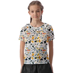 Abstract Seamless Pattern Kids  Frill Chiffon Blouse