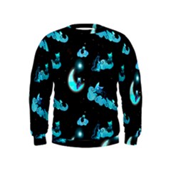 Starry Night With Foxes, Cats And An Owl Moon Kids  Sweatshirt