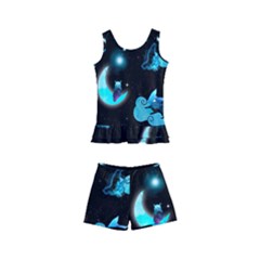 Starry Night With Foxes, Cats And An Owl Moon Kids  Boyleg Swimsuit by TanitaSiberia