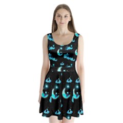 Starry Night With Foxes, Cats And An Owl Moon Split Back Mini Dress  by TanitaSiberia