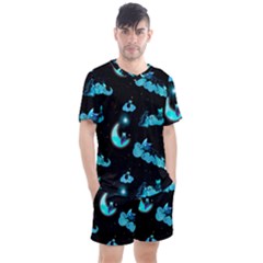 Starry Night With Foxes, Cats And An Owl Moon Men s Mesh Tee And Shorts Set