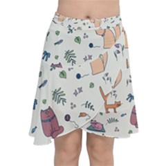 Funny Cats Chiffon Wrap Front Skirt by SychEva