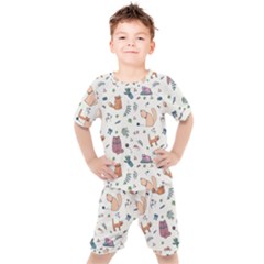 Funny Cats Kids  Tee And Shorts Set by SychEva